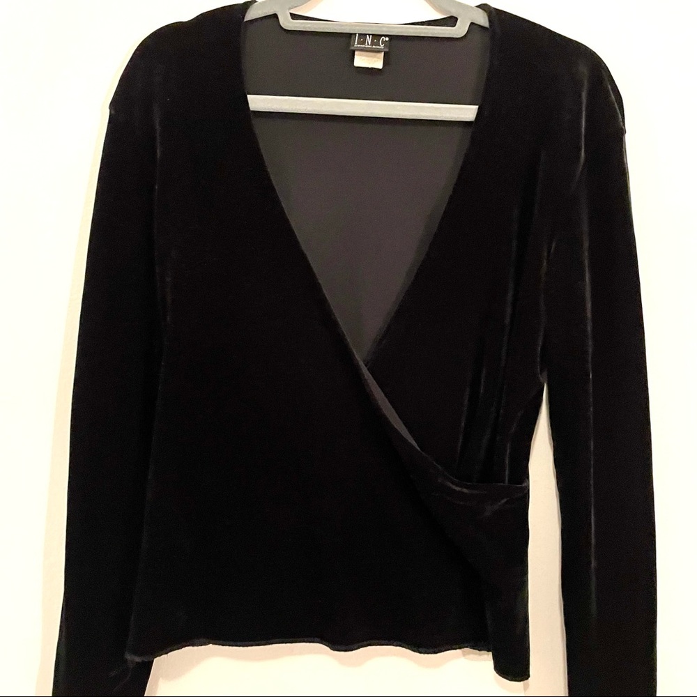 Black Velvet V neck line Top